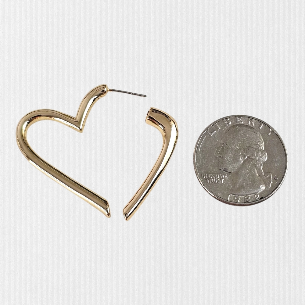Baublebar Gold Heart Hoop Earrings Statement Minimalist Modern‎ Jewelry - Picture 6 of 7